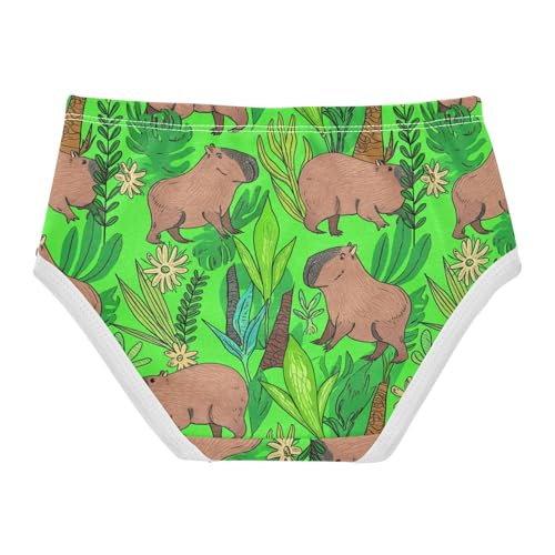 Joisal Cute Capybara Bush Plants Green Girl Panties Cute Toddler Girls Underwear Cotton Fun Print Kids Undies Briefs 2t2