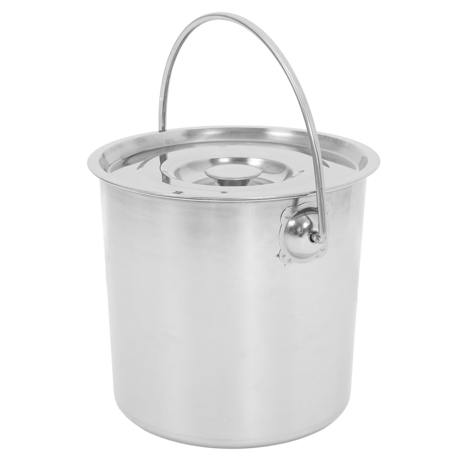Wiadro ze stali nierdzewnej z pokrywką, średnica 25 cm, wysokość 25 cm, trwały pojemnik do przechowywania płynów, wygodny uchwyt do łatwego przenoszenia