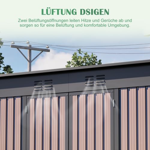 XXL Gartengerätehaus Metall 242x126x182 cm – Wetterfest, Rostfrei, Mit Schiebetür & Belüftung, Ideal Für Fahrräder, Mülltonnen & Gartenschuppen im Garten