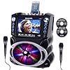 Karaoke Machine with Lyrics Display 7" Screen. CD+G, DVD, MP3+G, MP3, CD & USB. Wireless Bluetooth Speaker with LED Disco Lights. Includes 2 Wired Microphones and 2 Bonus Karaoke Discs By Karaoke USA