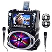 Karaoke Machine with Lyrics Display 7" Screen. CD+G, DVD, MP3+G, MP3, CD & USB. Wireless Bluetooth Speaker with LED Disco Lights. Includes 2 Wired Microphones and 2 Bonus Karaoke Discs By Karaoke USA