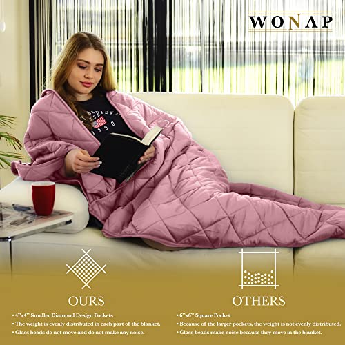 Wonap Weighted Blanket Kids - 100% Natural Bamboo Viscose - 7 Lbs - 41"X60" - Premium Glass Beads - Boys And Girls - Pink #TOP3
