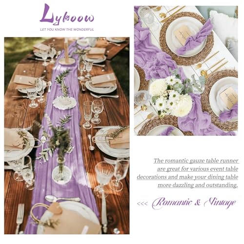 Chemin de table en étamine lilas de 3m pour décoration de mariage rustique - 7
