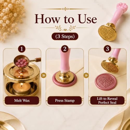 Image of Curated Cart 1 Wax Seal Stamp Kit Decorating Gift Cards Wedding Invitations Envelopes Letters Sealing (Heart Stamp)
