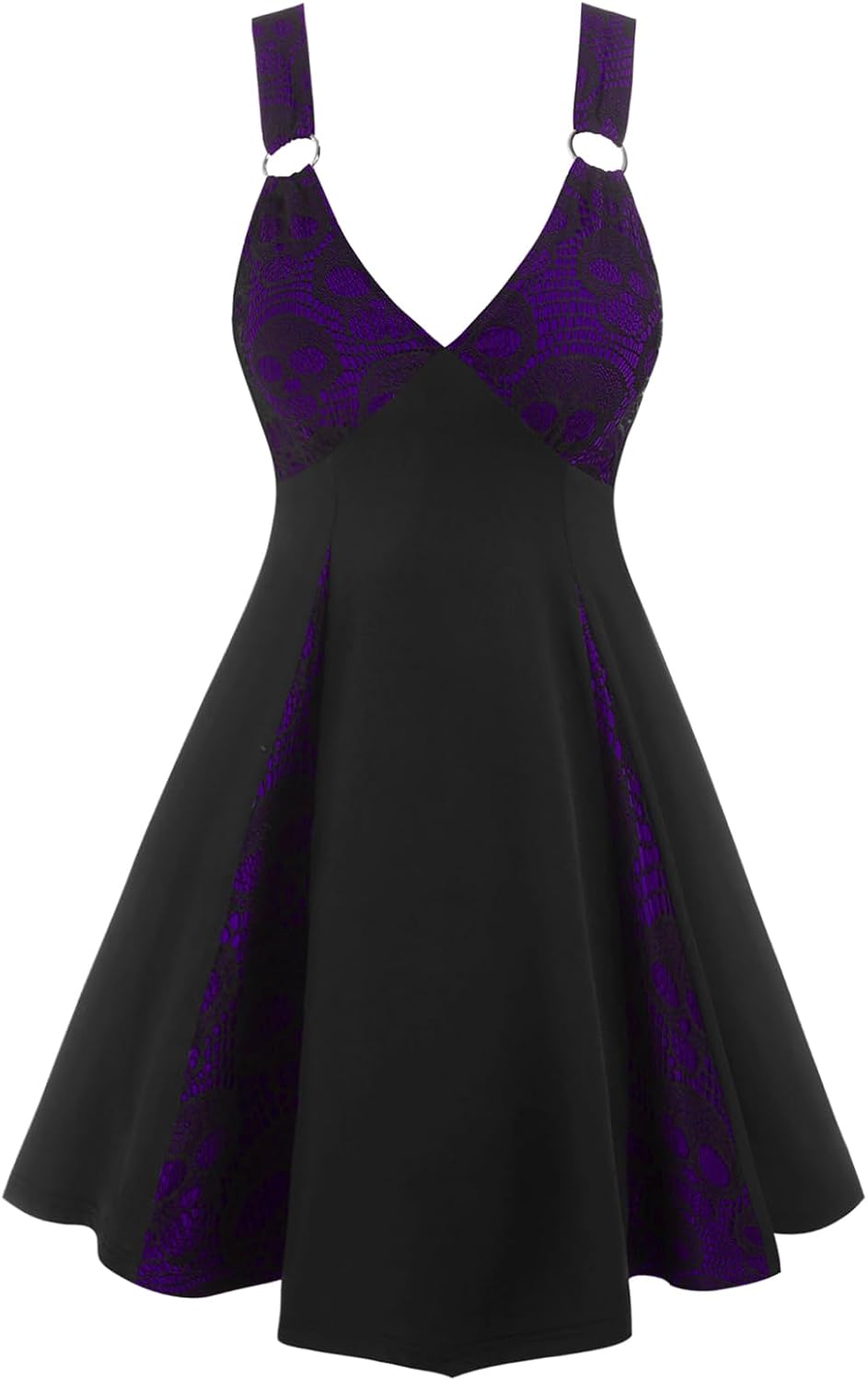 DRESSFO Women's 2025 Fall Casual Dress Sleeveless V Neck Gothic Dress Tiered A Line Flowy Wrap Dress