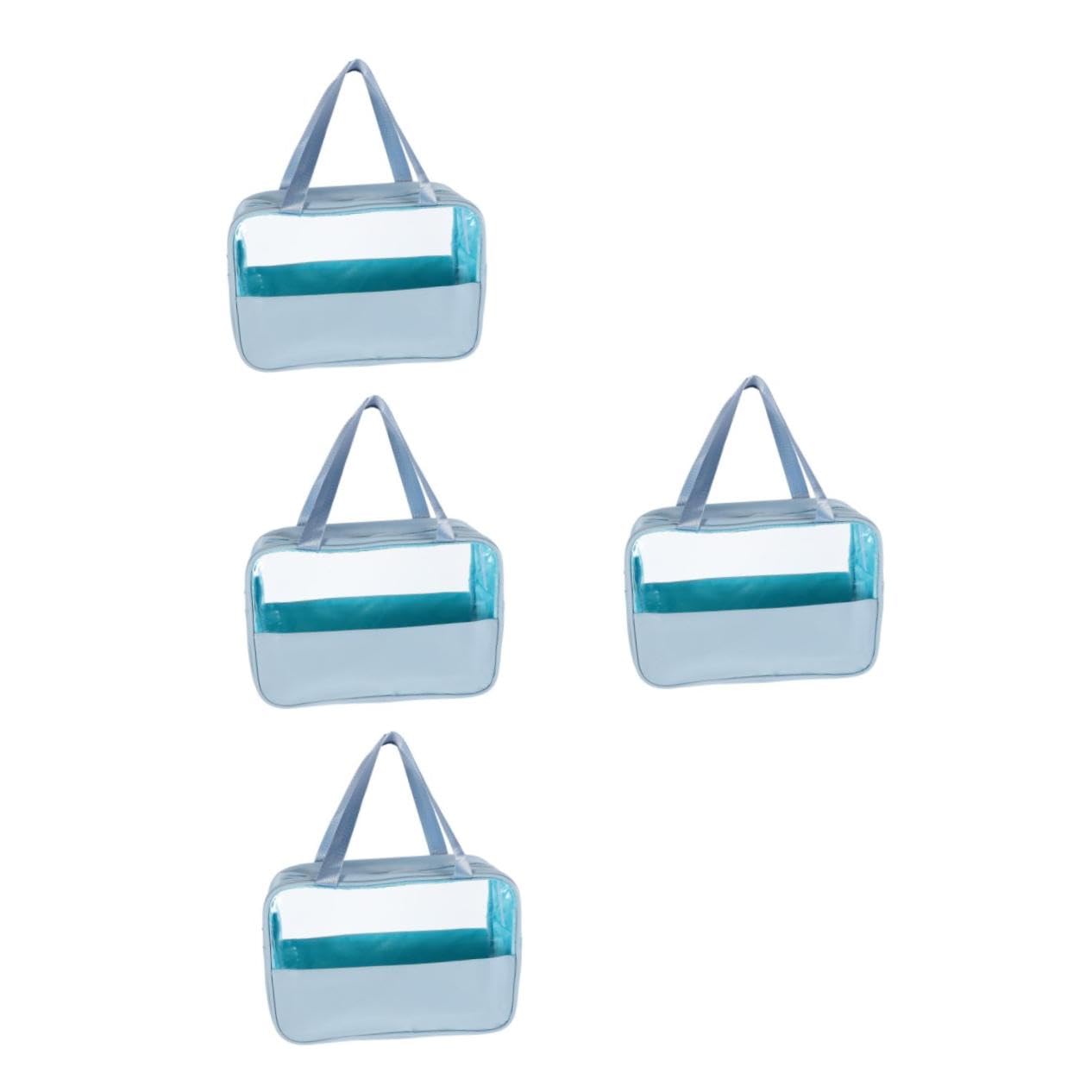 4 Piezas Bolso de Cosméticos Bolsas de Maquillaje para Mujeres neceseres Transparentes para Bolsas de Aseo de Bricolaje Escolar Cuero PU Azul
