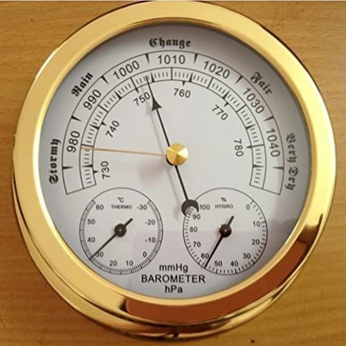 Manometer für Luftdruckmesser Traditionelles Barometer, hochpräzises Barometer, 5,6-Zoll-Aneroidbarometer-Wetterstation, 3-in-1-Temperatur, Luftfeuchtigkeit und Luftdruck