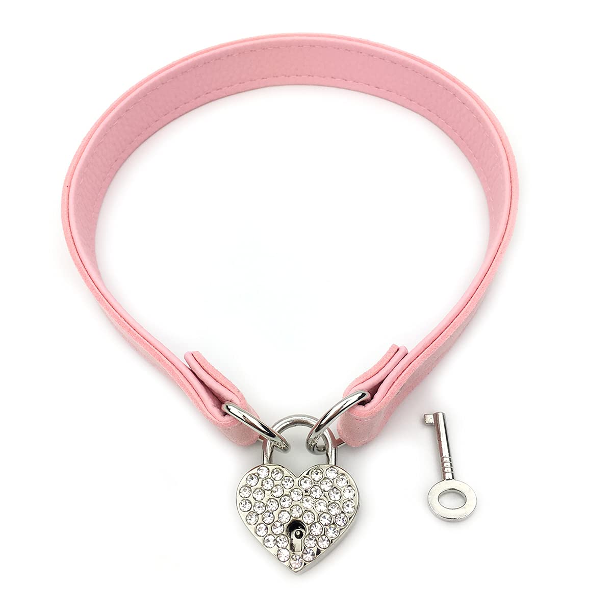 SuccubaHeart Padlock Choker Collar Necklace Lolita Collar Cat Kitty Velvet Necklace with Lock and Key