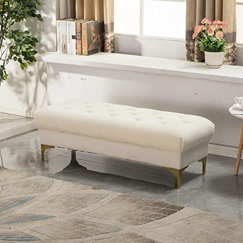 Banco tapizado de terciopelo, asiento de entrada con nizer, puf sto copetudo, taburete de extremo de cama para dormitorio, sala de estar, pasillo