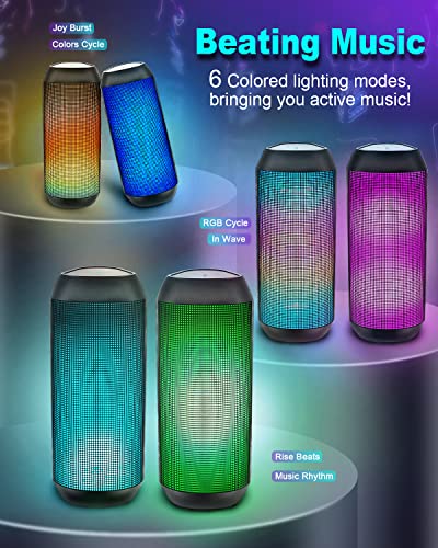Wireless Bluetooth Speaker - Portable Speaker With 6 Led Light Dynamic Modes, Ipx4 Waterproof Loud Bluetooth Speaker, Support Tws Surround Stereo Sound Playing, Lightweight For Party Outdoor Camping #TOP2