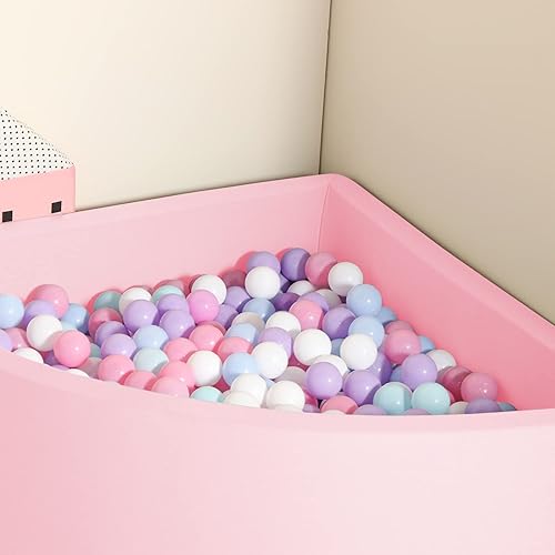 Miniatura 7 de TRENDBOX Bola Pit Memory Foam Pit Soft Pool Fan-Shape Soft Equipment para niños pequeños - Rosa claro (bolas no incluidas)