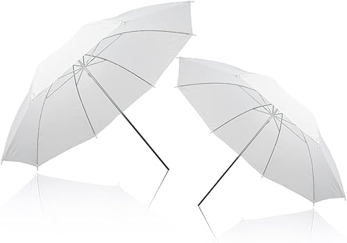 Miniatura 7 de Paquete de 2 kits de iluminación para paraguas de fotografía, paraguas reflector negro y plateado de 43 pulgadas para estudioexteriores accesorios