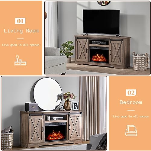 image for AMERLIFE 5-Piece Farmhouse Table Set Includes Fireplace TV Stand, Coff
