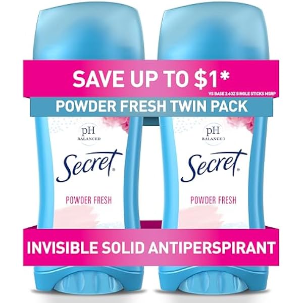 Zestaw dezodorantów Secret (proszek świeży) zrównoważony pH Invisible Solid - USA