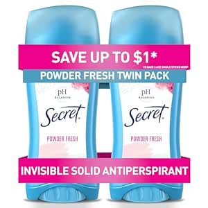 Secret Anti-Perspirant Deodorant Invisible Solid, Powder Fresh, Twin Pack, 5.20 oz