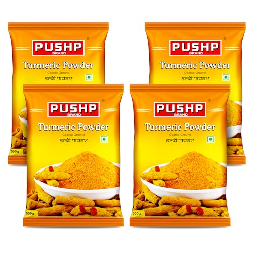 Image of Pushp Brand Turmeric Powder 500g Pouch | Natural Haldi Powder (Pack Of 4)