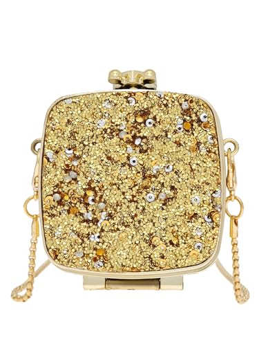 Women's Mini Acrylic Box Crossbody Bag Shiny Chain Strap Sparkling Handbag Wedding Evening Party Clutch Purses