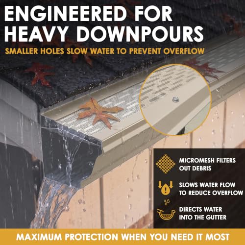 Image of DIY Gutter Guards, 5 Inch, 100 FT, Stainless Mesh, Sandcastle