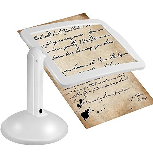 Handsfree 3X Reading Full-page Magnifier 2LED Magnifying Loupe Glasses Desk Table Desktop Lamp