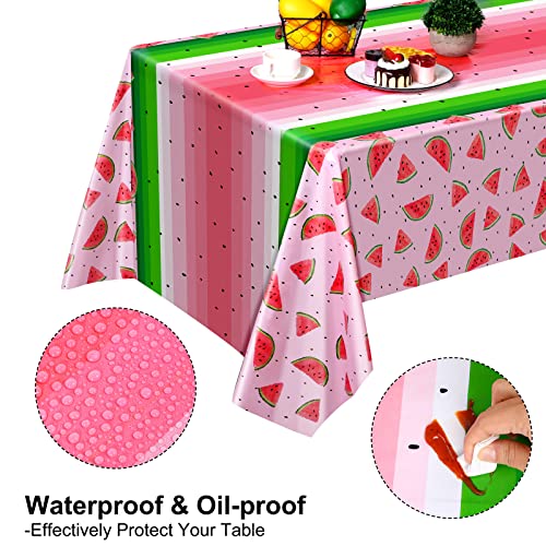 Durony DY0484 2 Pack Watermelon Plastic Tablecloths 54 X 108 Inches Pink Watermelon Plastic Table Cloth Cover Watermelon Party Supplies thumb #3