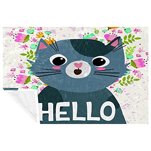 Couverture douce Hello Grey 150x100 cm plaid chaud pour lit et canapé