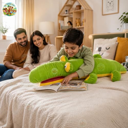 Image of Crocodile Plush Soft Toy 100 CM for Kids | Ultra Soft Stuffed Crocodile Pillow | Premium Plush Animal Cushion | Hugging Sleeping Companion | Birthday Gift for Boys & Girls | Green