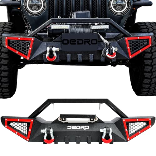 OEDRO Front Bumper Compatible with 1987-2006 Jeep Wrangler TJ & YJ & LJ, Full Width Off Road with D-Rings & Winch Plate