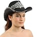 Ladies Bling Studs Tiara Crown Straw Structured Western Cowboy Hat 56cm SM Black