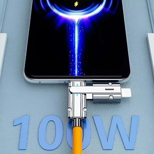 Image of 4 in 1 Data Cable Metal Alloy Ports With 100w Fast Charging & Data Transfer Cable | Light ning to Type C, Type C to C, Lighting to Type a Compatible for IphoNE, Ipads, Macbooks, Type C Laptop