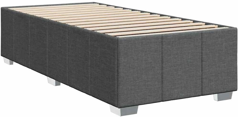 Twin Bed Frame Dark Gray Polyester Upholstery Engineered Wood Platform Foundation with Sturdy Slatted Support Easy-Assembly Modern Minimalist Bedroom Furniture
