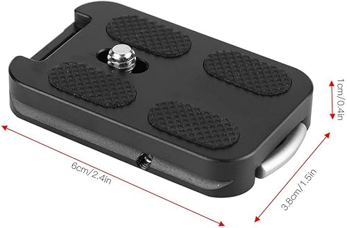 Miniatura 7 de Placa de liberación rápida, cámara de aleación de aluminio QR-60, placa universal de zapata rápida con placa de trípode de montaje de tornillo de 14