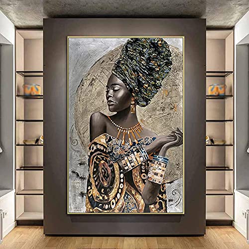 Art mural femme africaine style national peinture sur toile 40x60