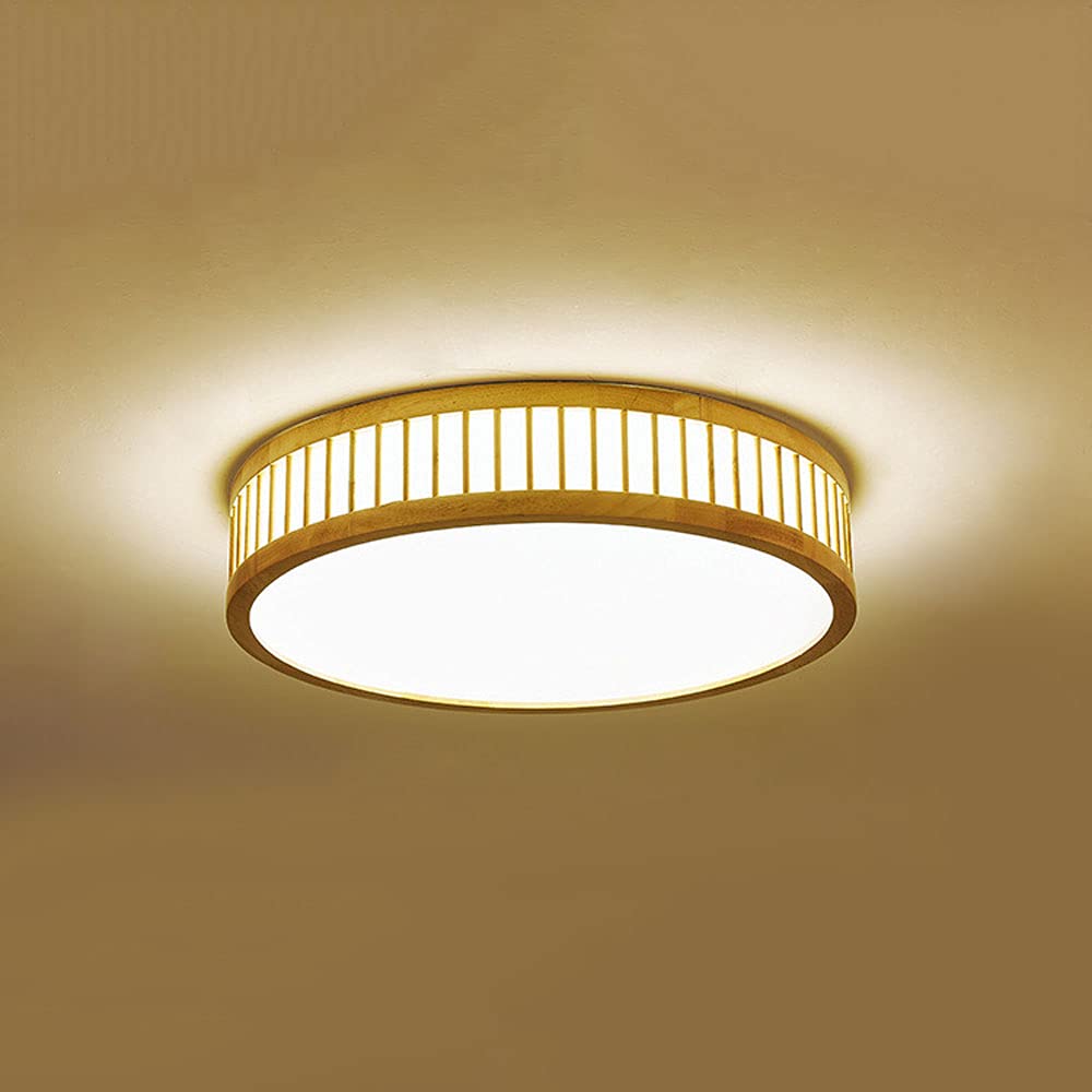 Plafonnier de style japonais en bois rond 36W LED variable 50cm