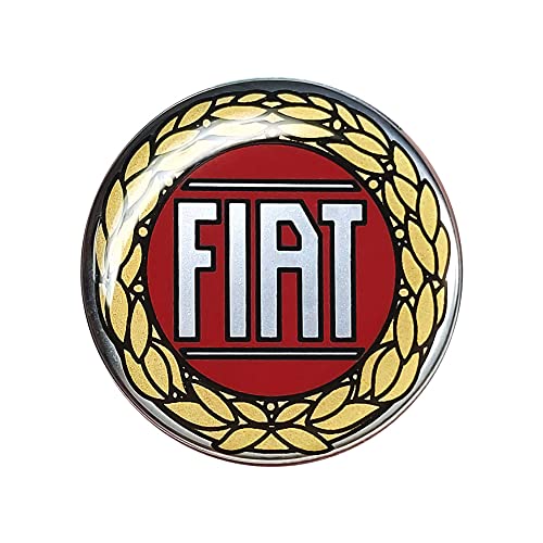 Fiat 21242 Adhesivo 3D Oficial Logo Rojo Vintage, Diámetro 48 mm