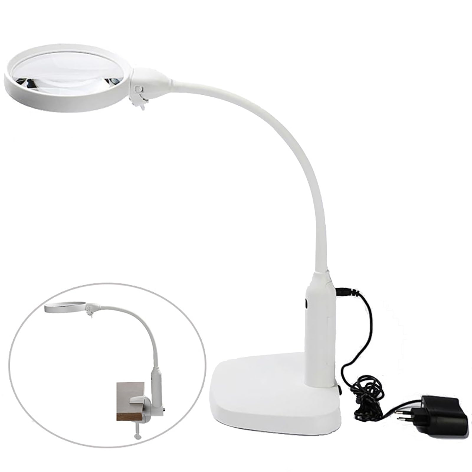 Lupa de Escritorio 2X y 5X con luz y Clip Lupa iluminada de Lectura de 6 LED de Doble propósito para Trabajos de Cerca Reparación Lectura Manualidades
