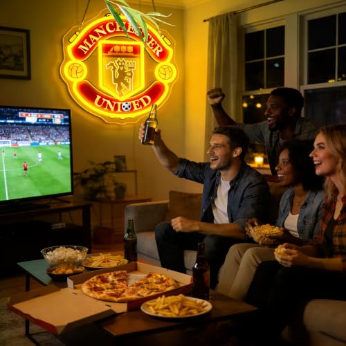 Image of Football Neon Sign for Wall Decor Soccer Team Logo LED Light for Man Cave