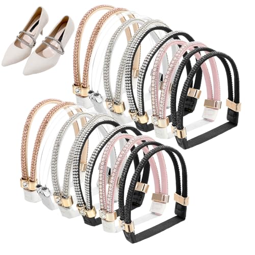 6 Pairs Shoe Straps for Heels, Anti-Loose Elastic High Heels Shoe Straps, Detachable Rhinestone Heel Strap for High-Heels, Sandals, Slippers Women Girls
