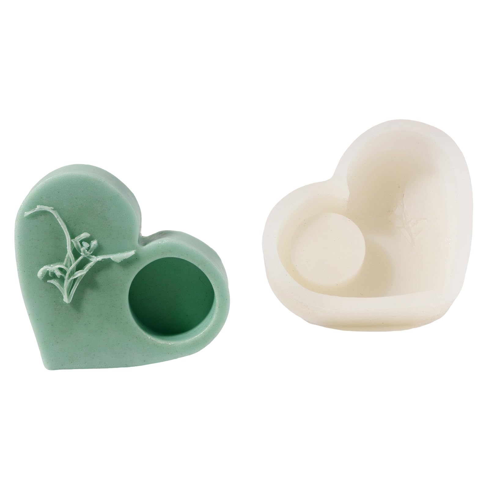 Tsophreniq Embossed Heart Resin Silicone Molds Silicone Stand Molds for Epoxy Resin Tealight Stand Candlestick Holder