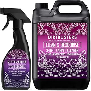 Dirtbusters Carpet Cleaner Shampoo Solution Spring Fresh 5 Litre & Stain Remover 750ml