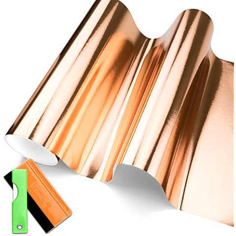 JDMBESTBOY Free Tool Kit Premium Bronze Copper Rose Gold Chrome Brushed Aluminium Car Vinyl Wrap Sticker Decal Sheet Bubble Free - 12"X60" (1FT X 5FT) Cover