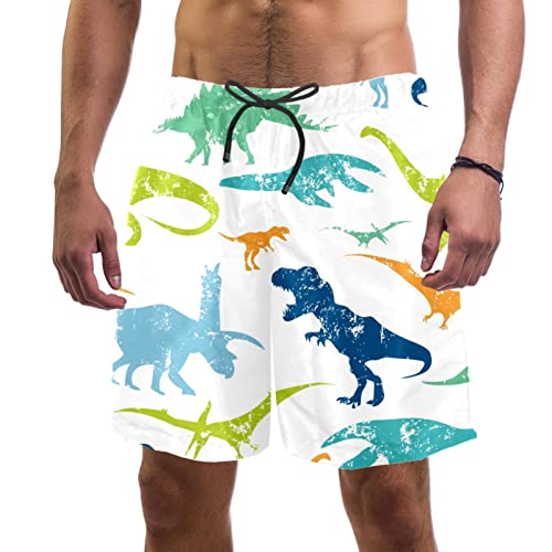 Maillots de bain pour hommes HadHfun à motif dinosaure coloré pour la plage