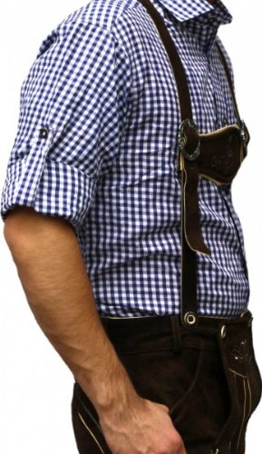 Traditioneel Beiers Overhemd Voor Lederhosen/Oktoberfest, Kleur:Paars/Geruit - Afbeelding 5