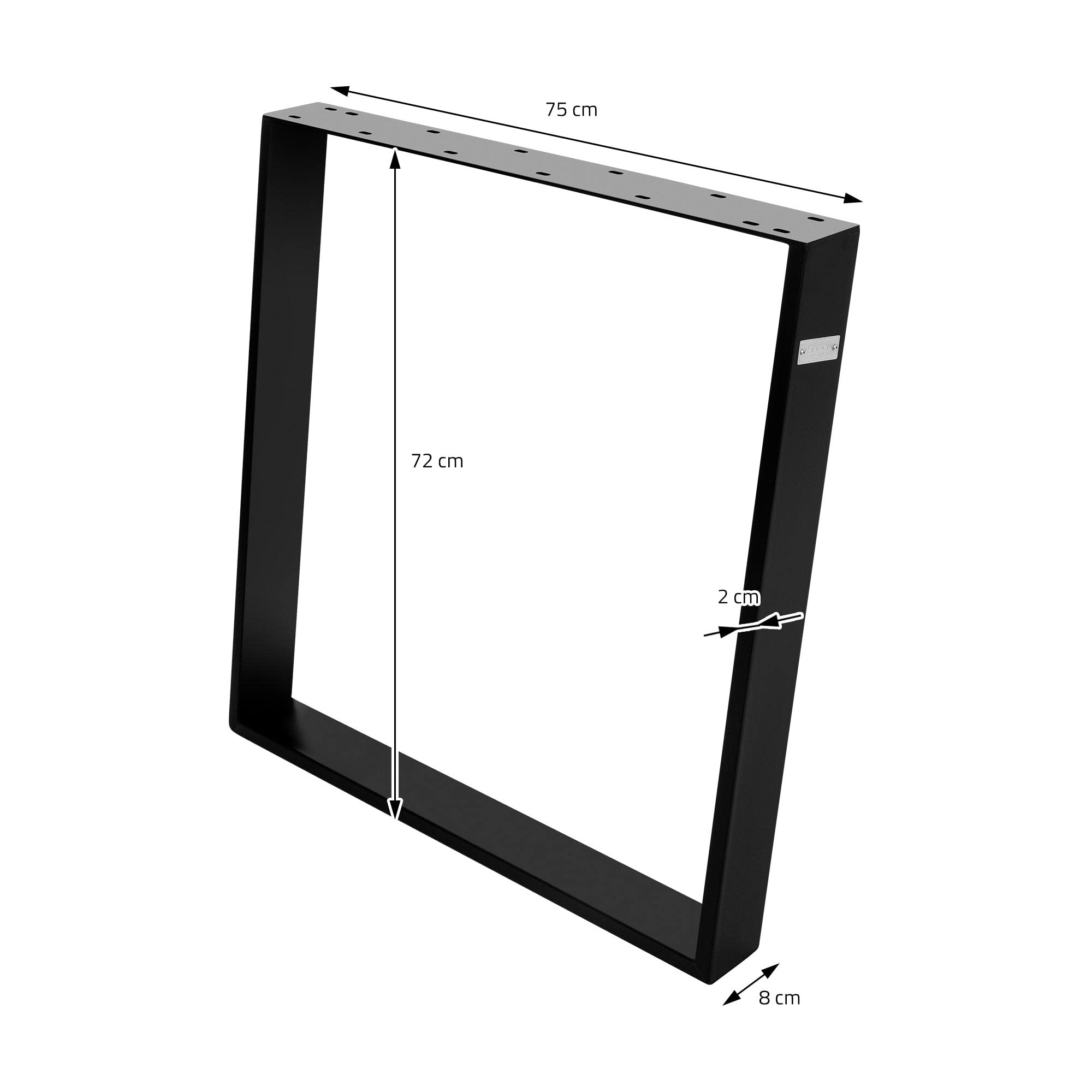 ML-Design Set de 2 Pieds de Table 80GRAD Inclinaison, 75x72 cm, Noir, Design Industriel, Profil 8x2 cm, Support de Plateau Inclinés, Patins de Meubles en Métal, pour Table Basse/Banquette