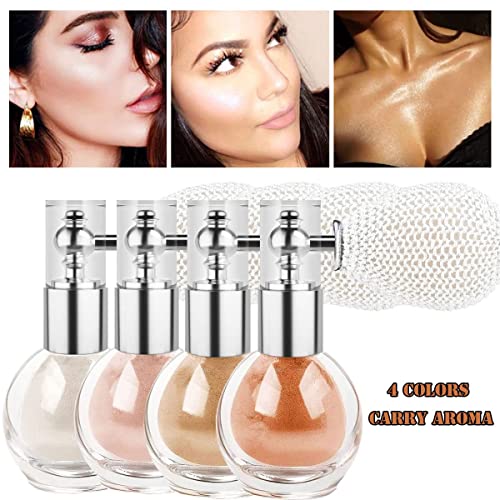 Glitter Powder Spray Shimmering Highlighter Spray For Hair And Body, Shimmer Sparkle Face High Gloss Spray Highlighter Loose Powder Makeup Spray For Women Makeup Cosmetic (Nude Pink) #TOP4