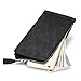 JEEBURYEE Women's Genuine Leather Multi Credit Card Holder Wallet RFID Blocking Long Bifold Clutch Wallet Ladies Purse with Zipper Pocket Black