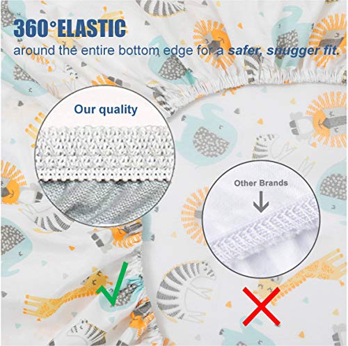2 Pack Elephant Crib Sheet For Baby And Toddlers, Made Of Silky Soft Microfiber, Size 28" X 52", Neutral Fitted Crib Sheets Set, Safari #TOP2