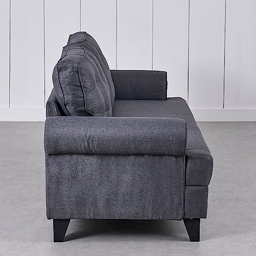 Image of Home Centre | Helios California Fabric 3+2 Seater Sofa Set | Sofa for Living Room | Solid Wood | Grey | 1 Year Warranty