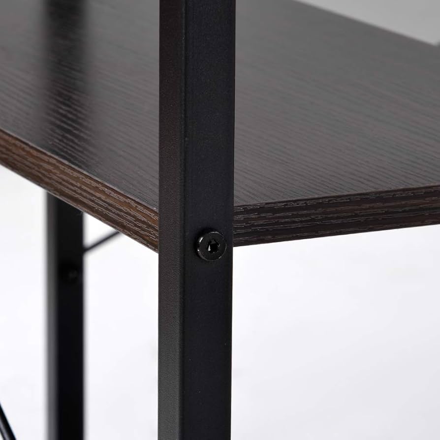 Amazon | パソコンデスク L字 幅120cm 2段ラック付 デスク木製 ミシン