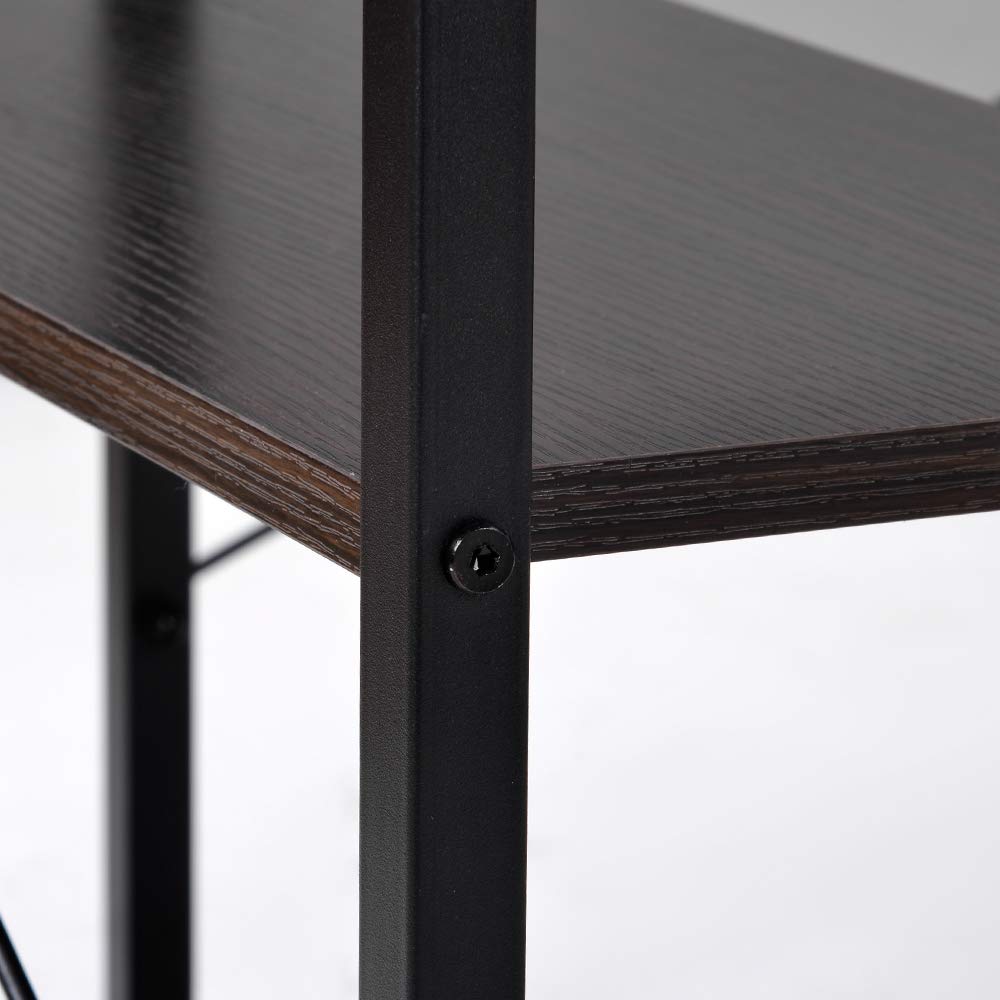 Amazon | 【ダークブラウン】パソコンデスク L字 120cm 2段ラック付