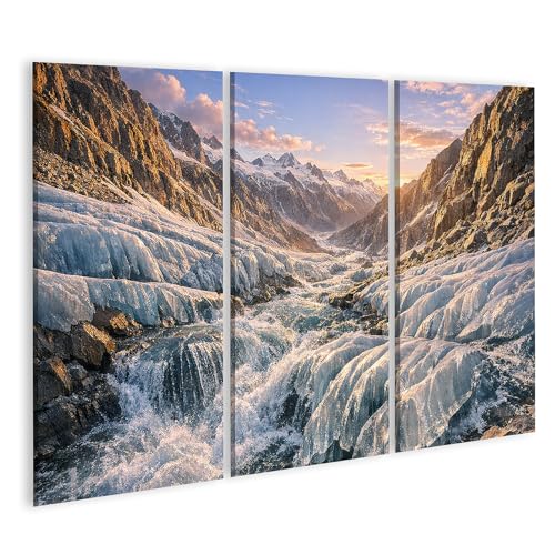 Tableau sur toile Panorama glacier islandburner 3 pièces pour décoration murale de salon